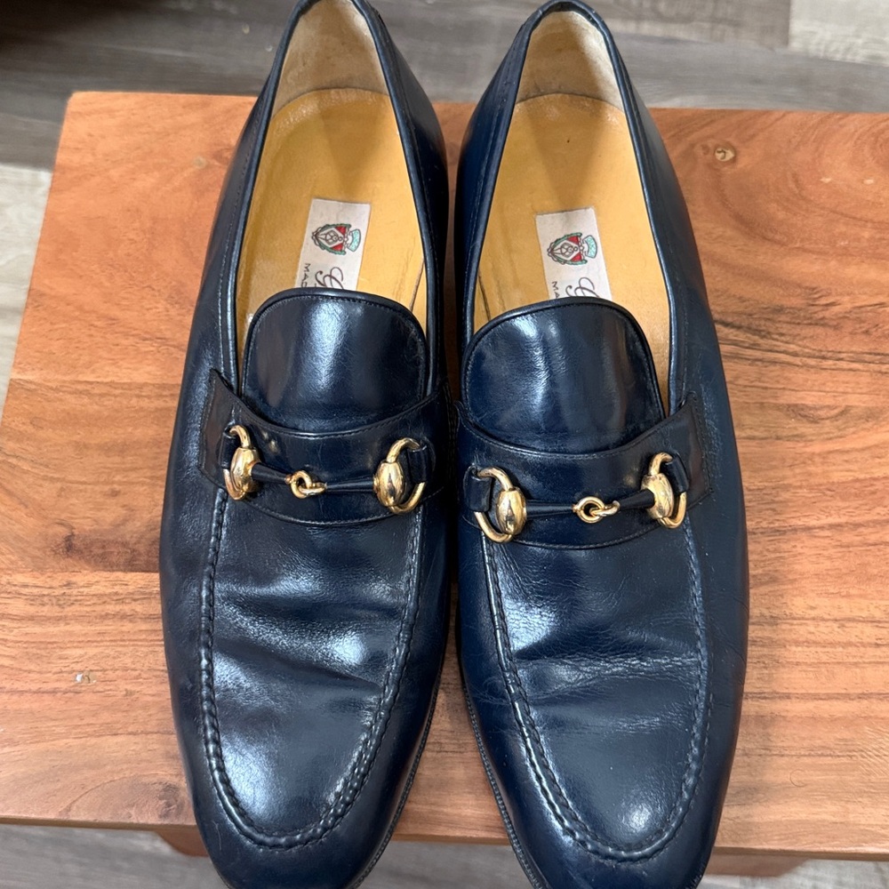Gucci Dark Blue Leather Loafers